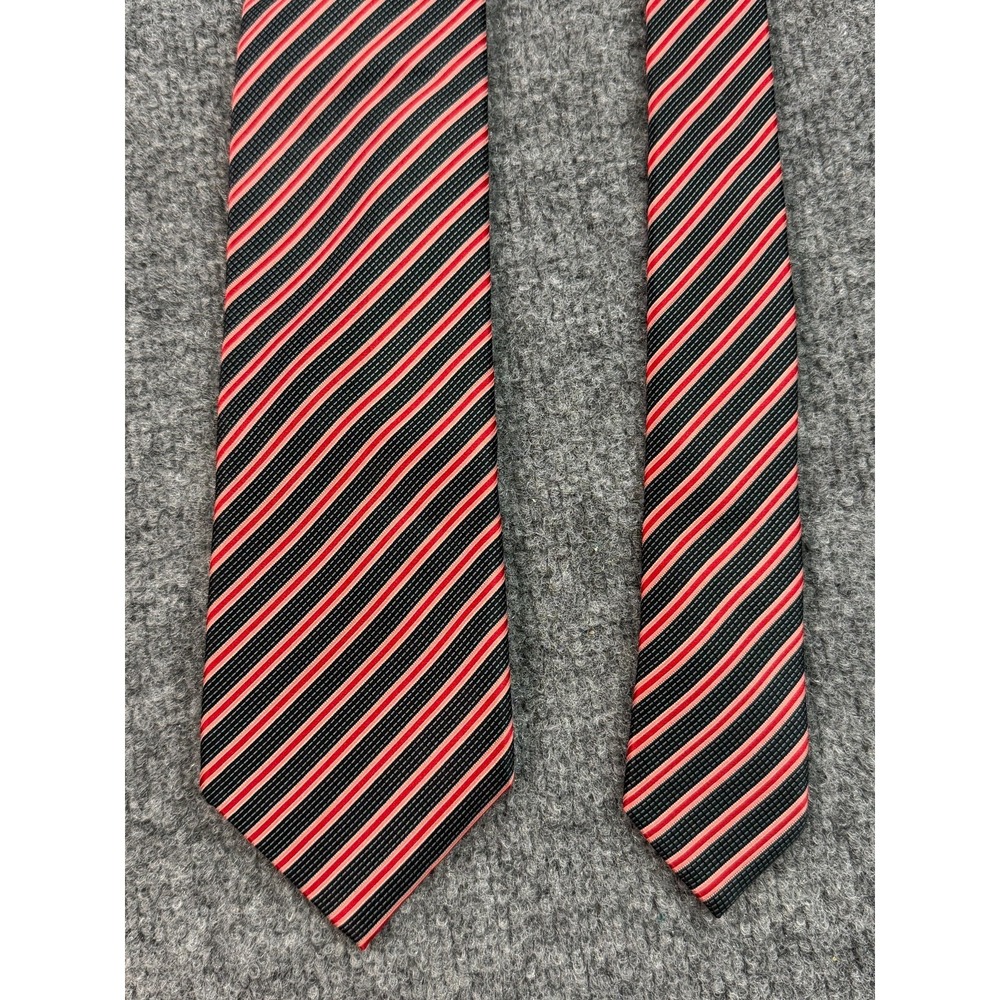 Dolcepunta Tie Sevenfold Red Black Diagonal Stripe Necktie Silk Made in Italy